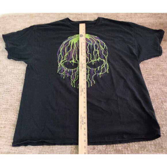VTG Melted Drip Skull Shirt Skeleton Green Purple Lime Mens 2XL Graphic T Shirt - Picture 5 of 9